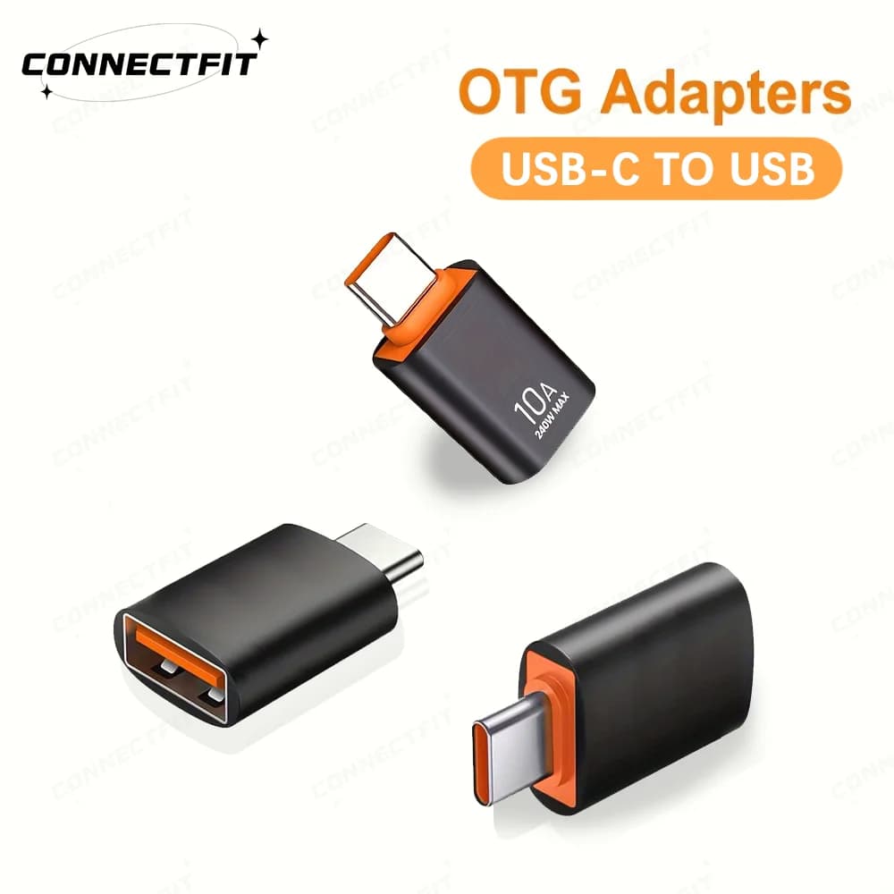 5-Pack 10A USB-C to USB Adapter Fast Charge & Data Transfer OTG Converter for MacBook Surface Huawei Honor Flash Drives Keyboard