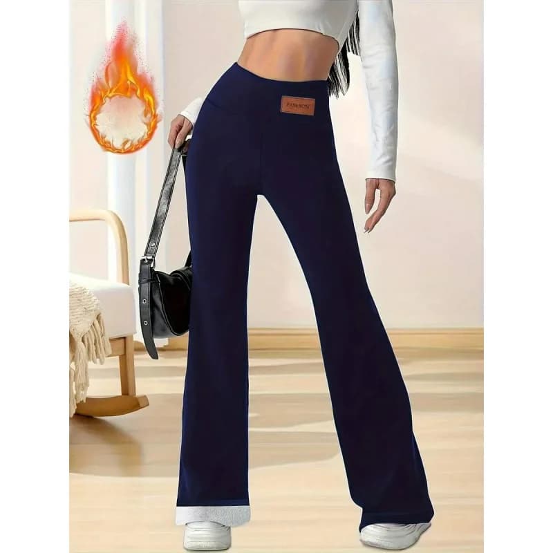 Leggings a Vita Alta con Fodera in Pile per Donna, Pantaloni Comodi ed Elastici per Uso Casual, Moda Primaverile