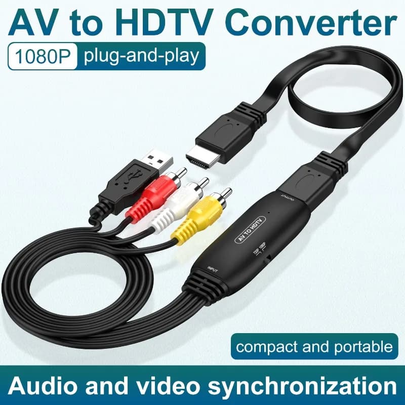 1080P HDMI To RCA AV Cable Converter Adapter RCA AV To HDMI Cable Converter Adapter Support NTSC PAL SECAM CVSB AV Scaler Cable