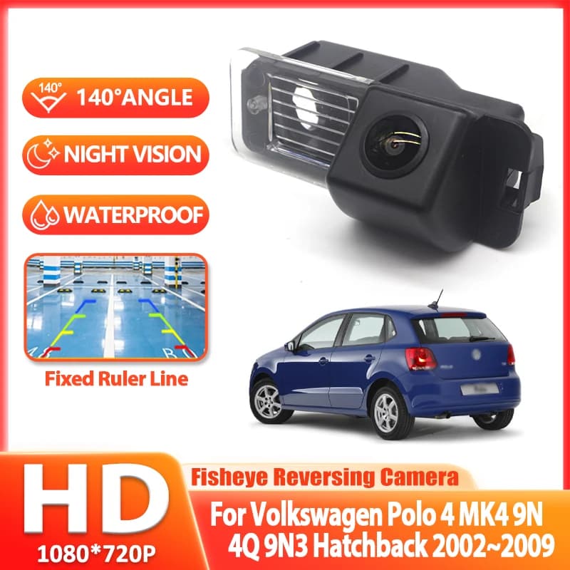 Telecamera posteriore di backup per Volkswagen VW Polo 4 2002~2008 2009 MK4 9N 4Q 9N3 Hatchback, telecamera per targa, telecamera per parcheggio