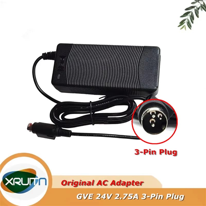 Adattatore CA/CC GVE originale GM60-240275-F 24 V 2,75 A Caricatore con spina a 3 pin Alimentatore 66 W Originale
