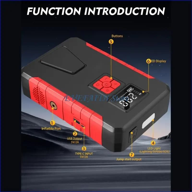 Avviatore emergenza portatile multifunzione affidabile da 12 V 124B per l'avviamento emergenza della batteria auto