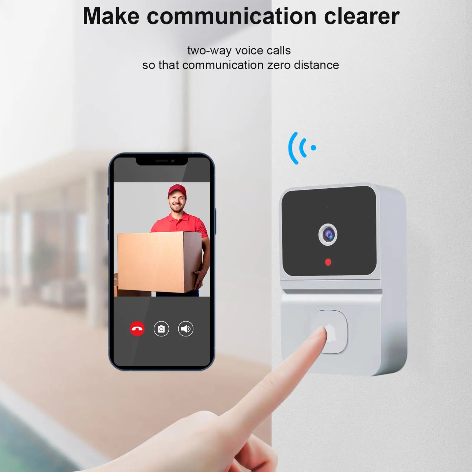 Videocitofono WiFi intelligente Videocitofono Campanello Telecamera Visione notturna Rilevazione movimento AI IP66 Impermeabile Condivisione multiutente per interni