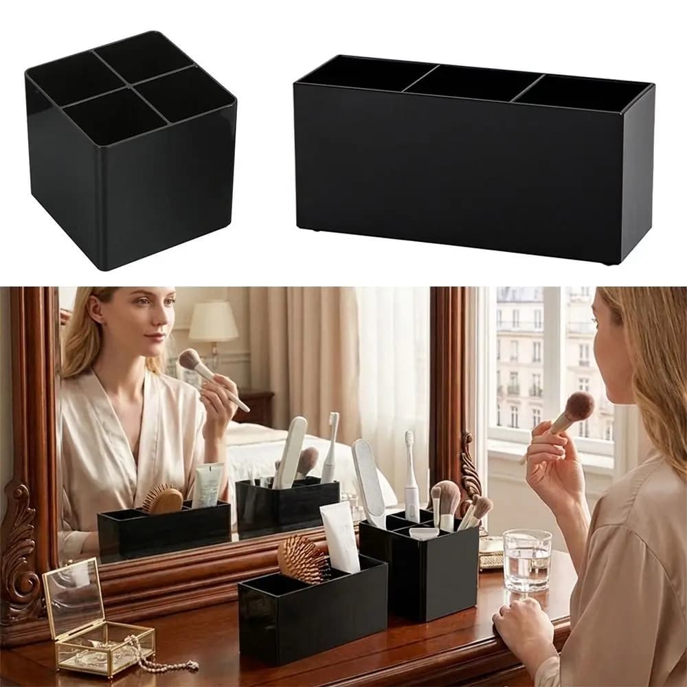 Simple Plastic Makeup Brush Holder Black Pen Holder Desktop Organizer Students