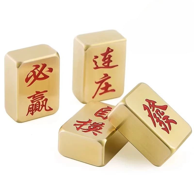 Piastrelle mahjong personalizzate in ottone dorato con scritte personalizzate in rame viola per la casa, per sfregamento a mano