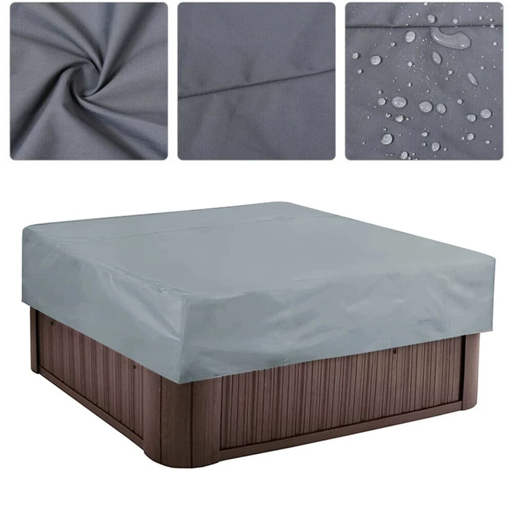 Copertura per vasca idromassaggio impermeabile esterna 220 * 220 * 30 cm Protezioni per copertura spa quadrate 190T Tappo di copertura protettivo rivestito in argento impermeabile