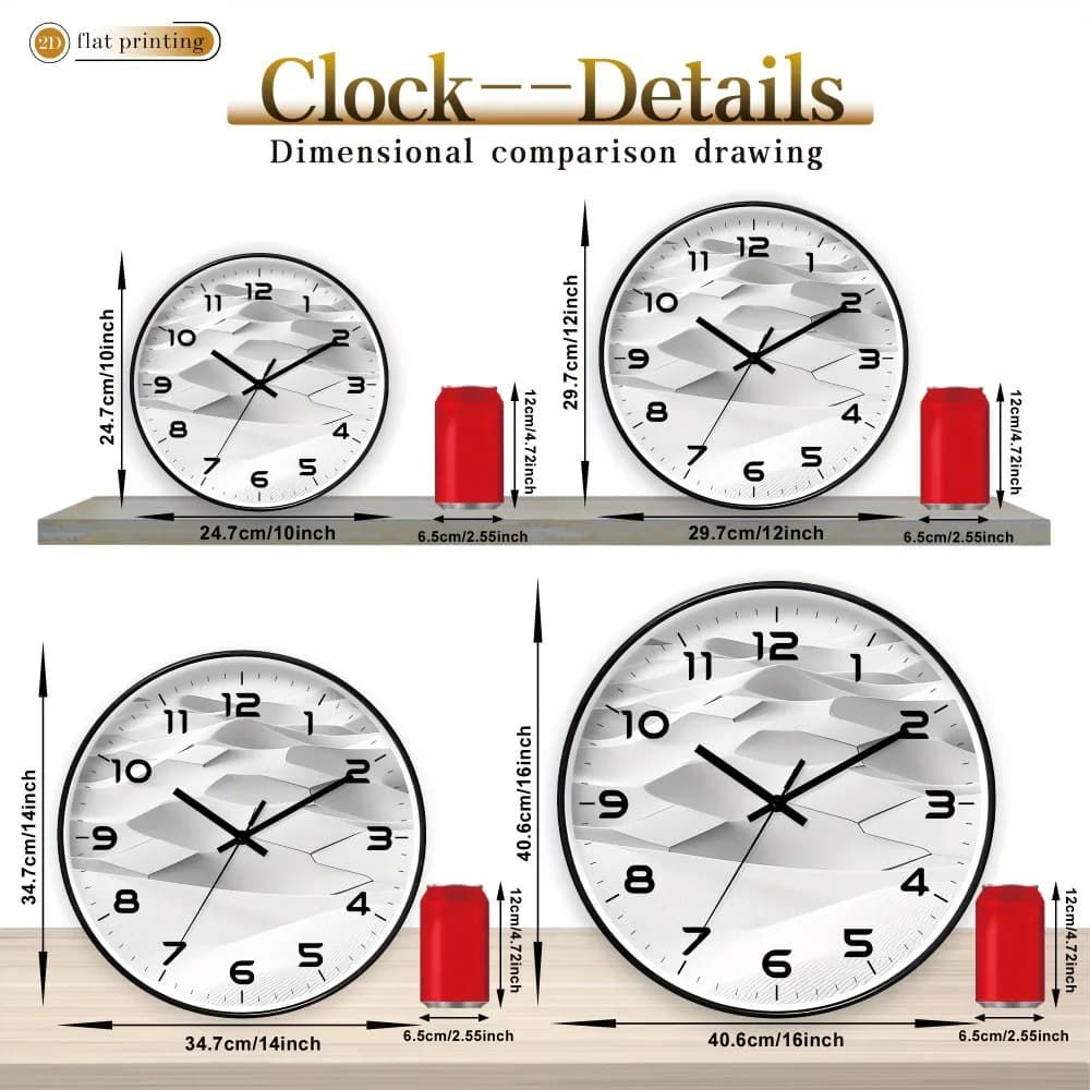 Orologio da Parete Silenzioso in Plastica - Orologio Stampato in 2D con Design a Motivo Geometrico Astratto, a Tema Fantasia, Adatto per la Decorazione