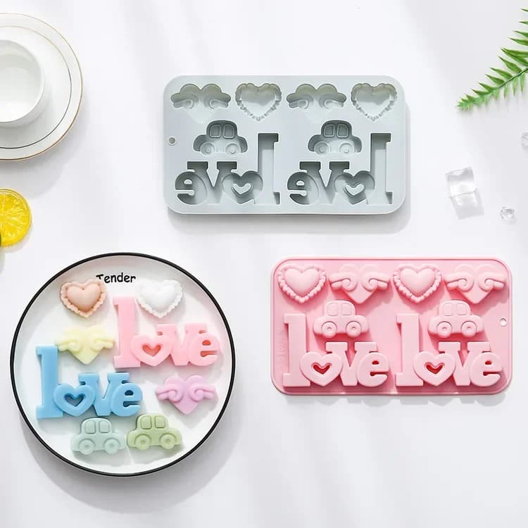 8 fori AMORE Amore Tema Modellazione Stampo in silicone Torta fondente Stampo per cioccolato Stampo per cubetti di ghiaccio Accessori per la cottura