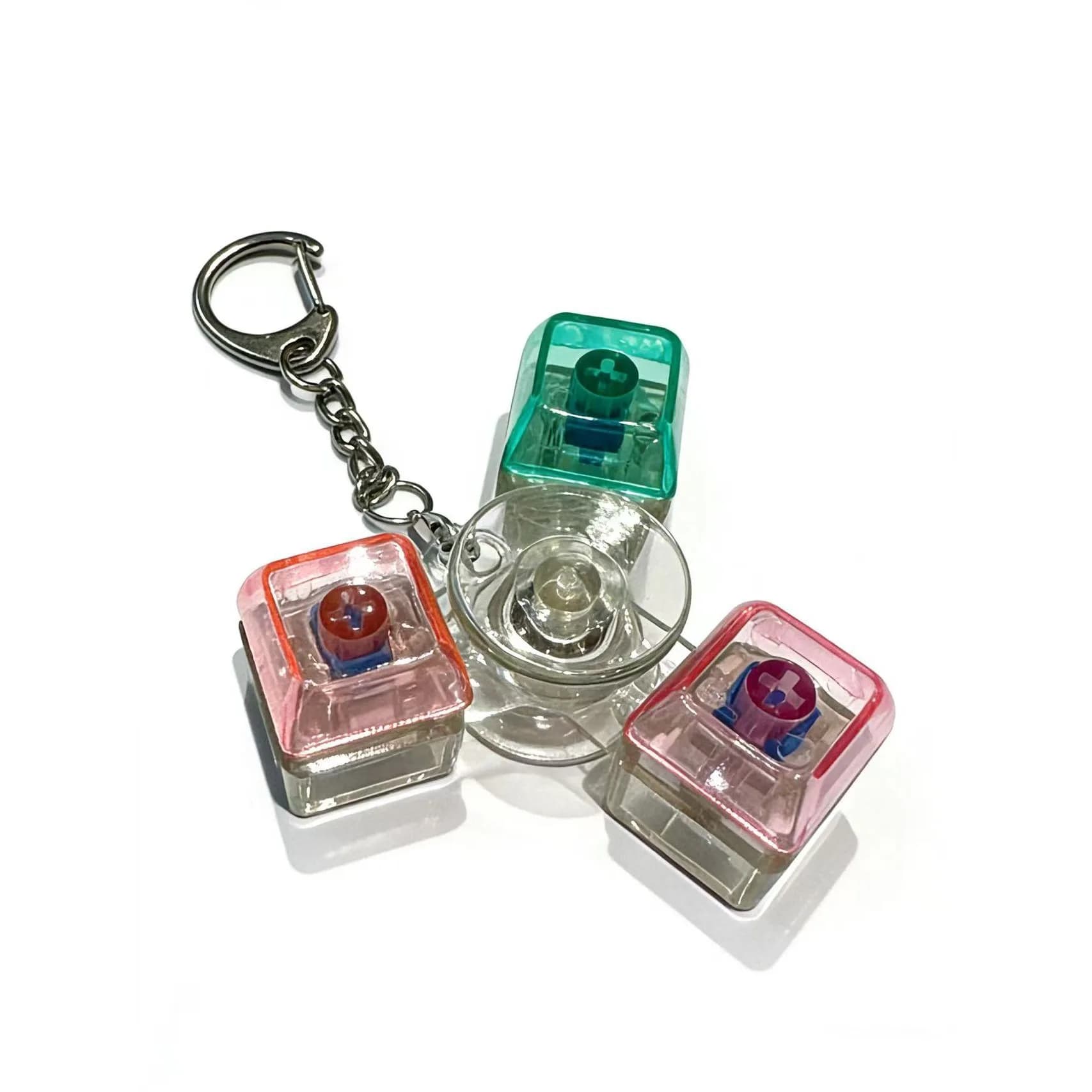 Portachiavi Fidget Spinner Girevole con Tastiera, Asse Meccanico, Luce LED, Clicker in Cristallo, Antistress, Terapia Sensoriale per le Dita