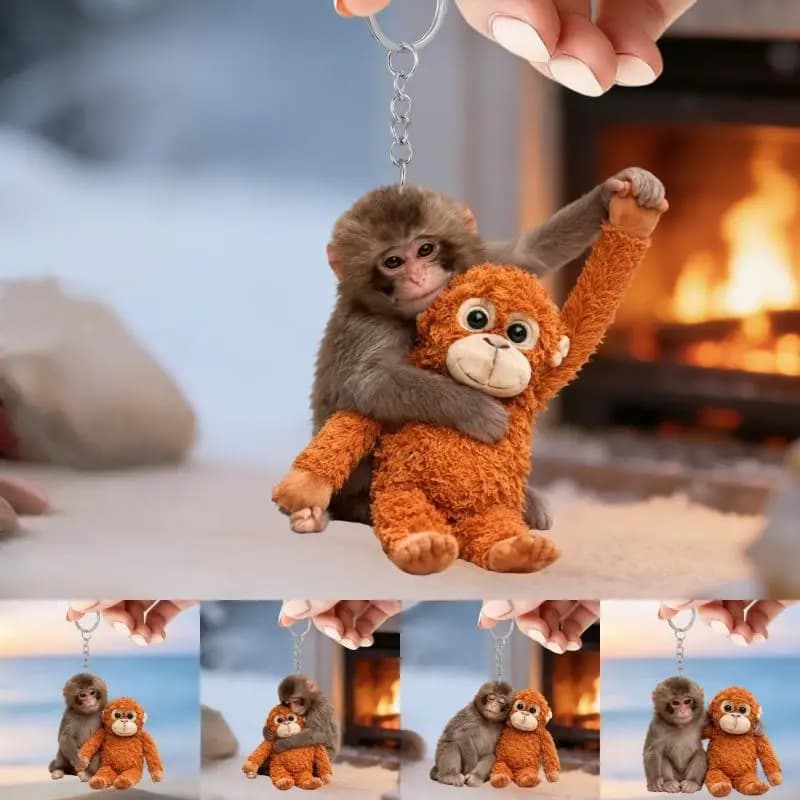 Adorabile Portachiavi in Acrilico a Forma di Scimmietta Pugile, Ciondolo per Borsa a Tema Cartone Animato, Regalo Creativo per Fan e Amici
