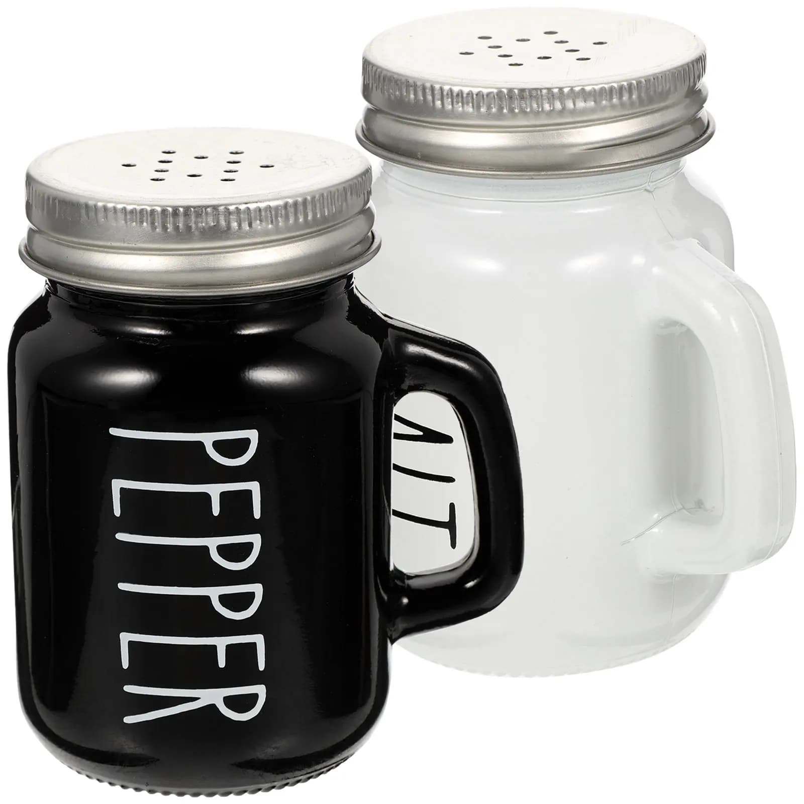 Set di 2 Eleganti Barattoli per Spezie, Contenitori per Alimenti di Grado Alimentare per Sale, Pepe, Peperoncino, Zucchero e Salse, Organizzazione Cucina