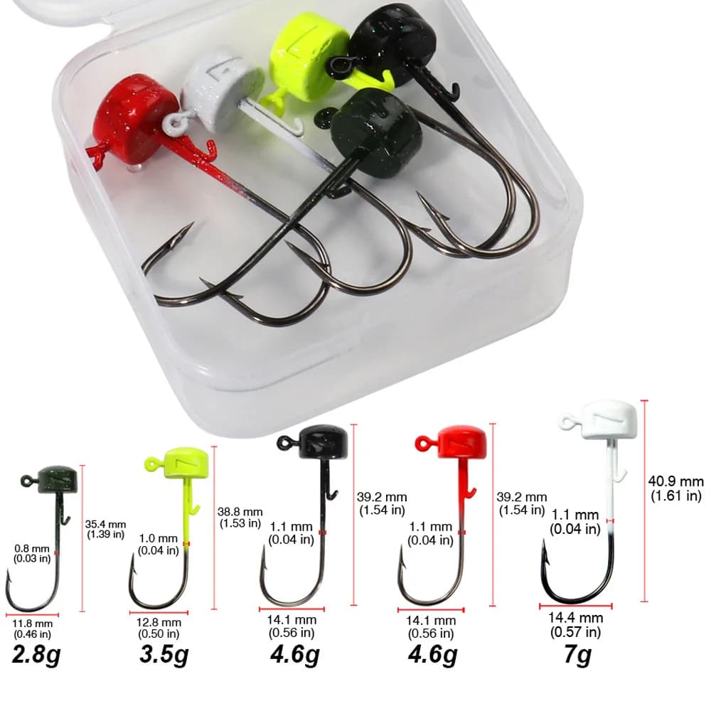 GOBAIT Ned Rig Fishing hooks 2.8g 3.5g 4.6g 7g Jig Head Soft bait fungus Bass Jigging Tackle Box Tool Finesse 5-20 pieces Hook