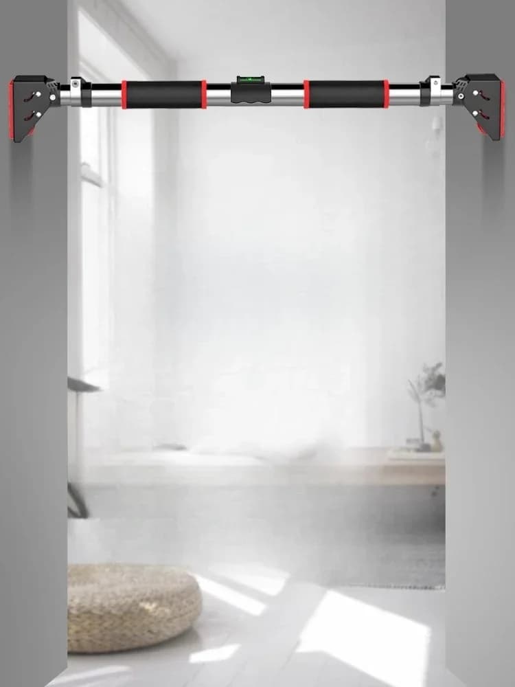 Horizontal wall bar for domestic use, traction device, indoor fitness equipment.