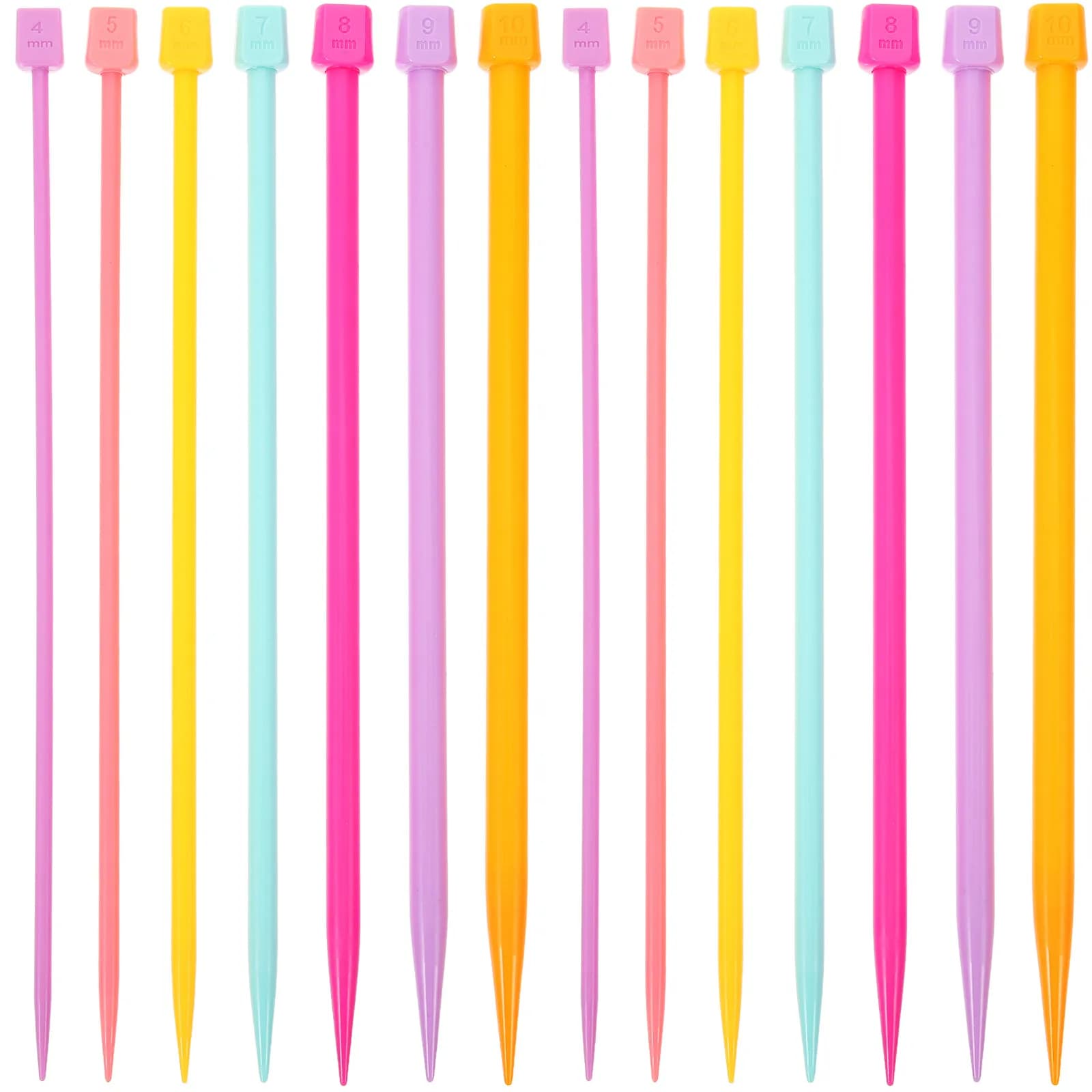 14Pcs Safety Rounded Tip Plastic Knitting Needles Set Beginner Friendly Straight Yarn Needles for Sweater Hat Scarf Gloves Shoes