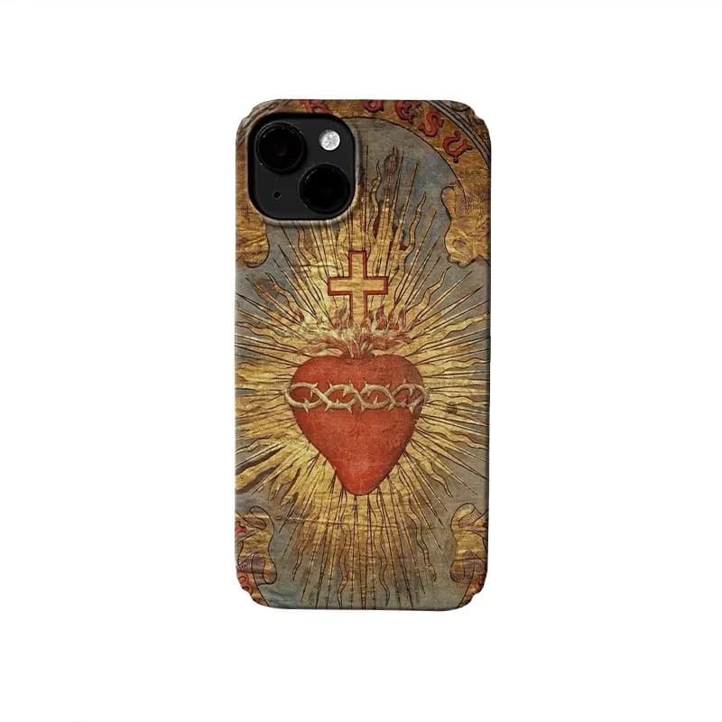 Retro Love Chain Art Hard Phone Case for iPhone 16 15 14 13 Pro Max Back Cover for 12 mini 11 Pro Max X XR 7 8 Plus SE 2020 Capa