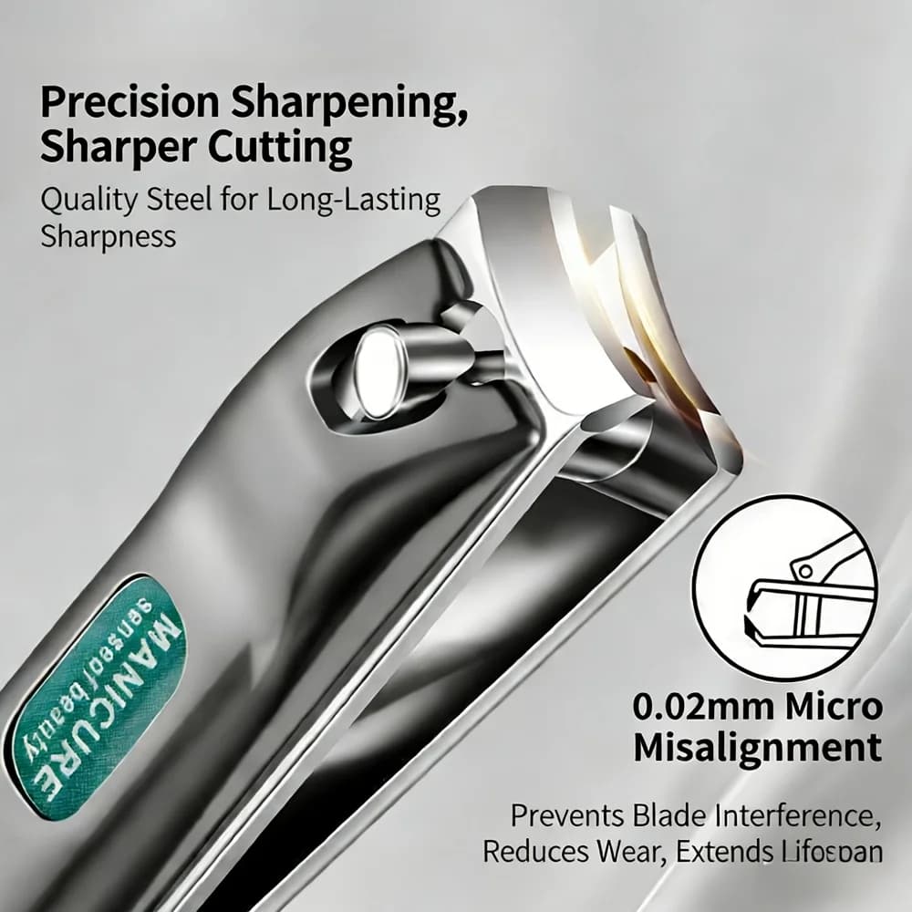 2 pz. Tagliaunghie Anti-Schizzi Spesso con Ampia Apertura, Strumenti Affilati per Manicure e Pedicure, Lima per Unghie Nano