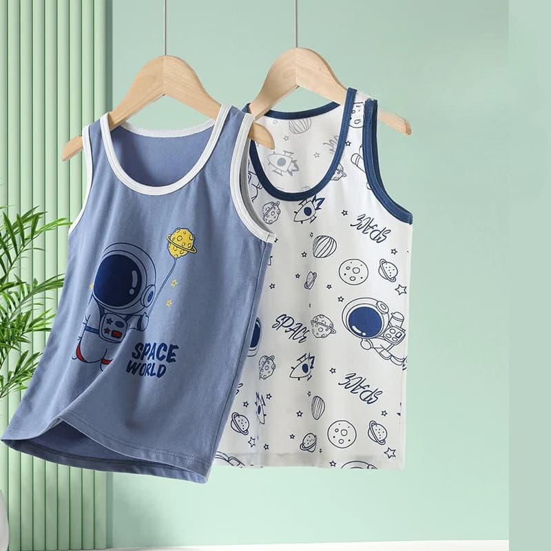Summer Boys' Vest, Children's Pure Cotton Pajamas Boys' Underwear Girls' Base Sleeveless Clothing Boys' Summer Thin Outdoor Vest