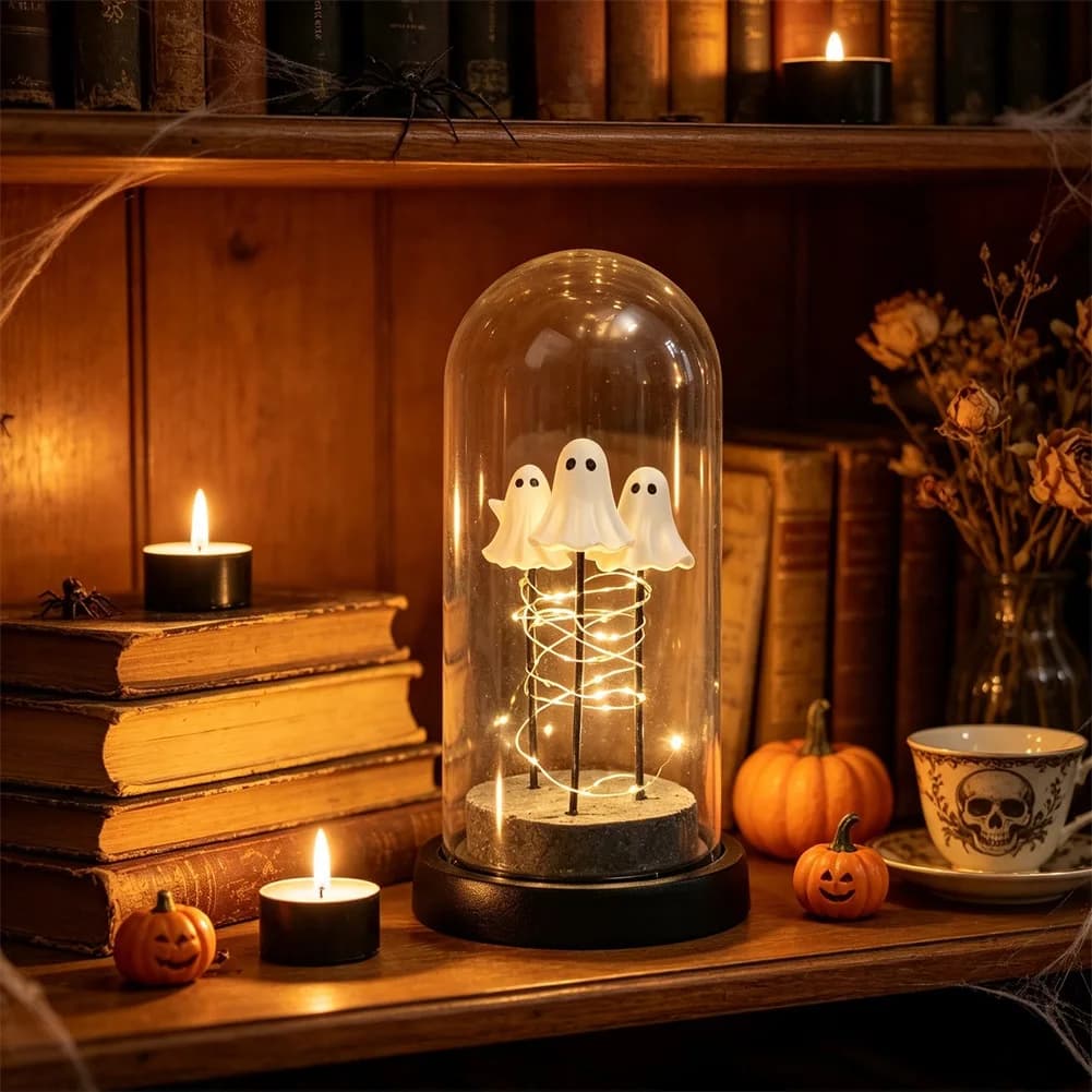 Halloween Glowing Ghost LED Night Light Ghosts Horror Props with Fairy Light Indoor Outdoor Haunted House Halloween Decoration