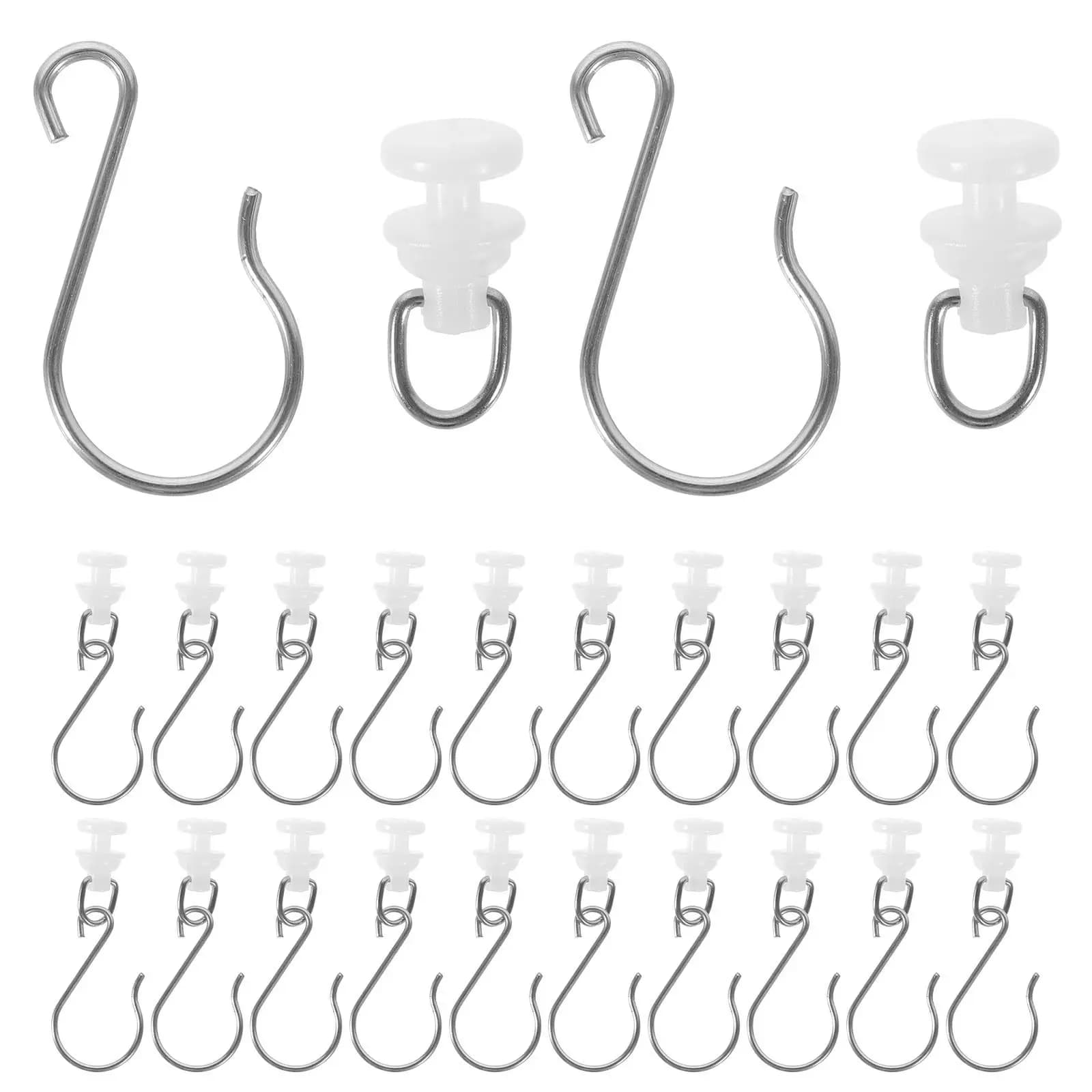 Set of 30 Hooks in Plastic for Curtains, Wheels for Binaries, Wheels for Shower Curtains, for Window Curtain Binaries and Shower Curtains