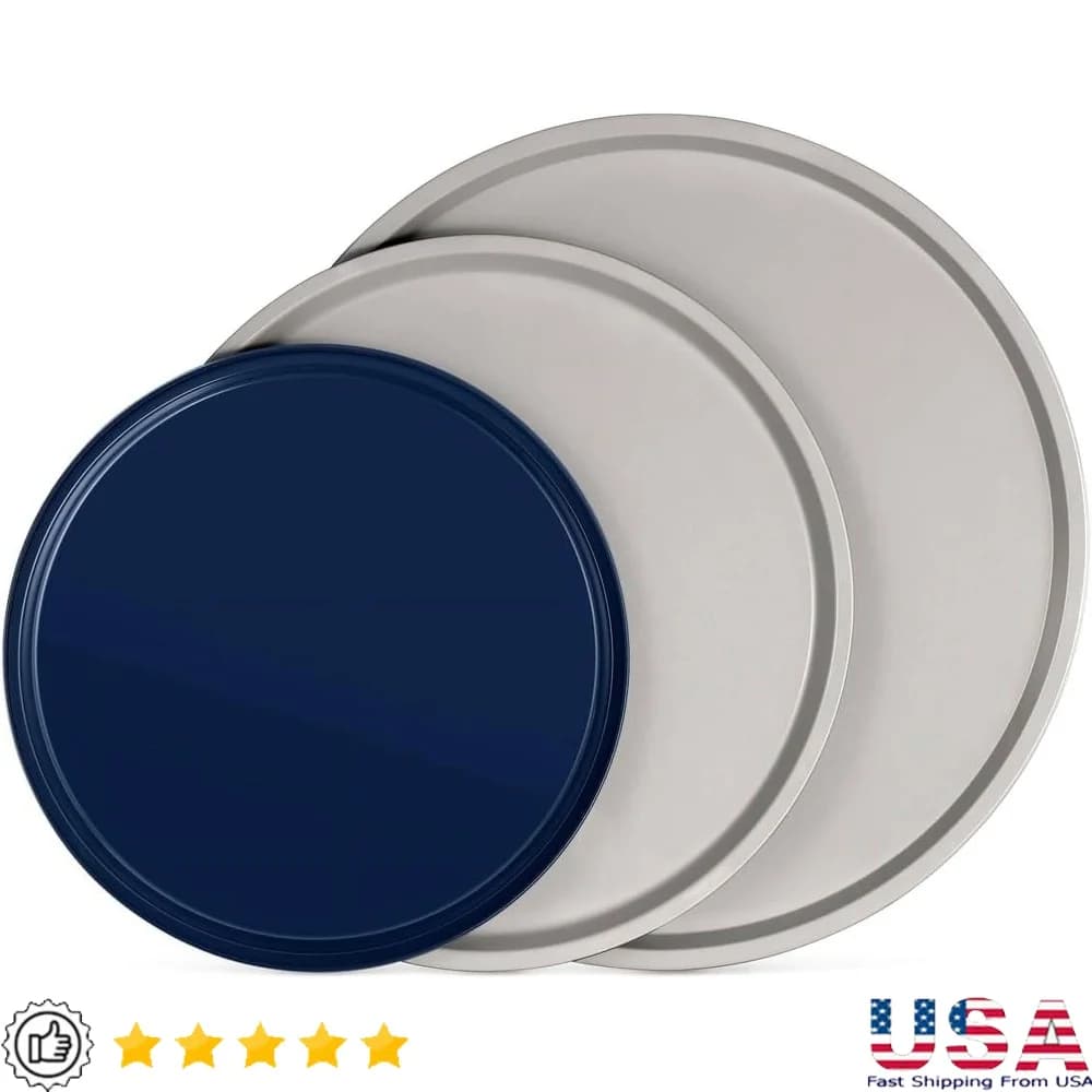 Set of 3-piece non-stick pizza trays Carbon steel round furnace set Dishwasher washable cutlery Pots Homemade pizza cookies
