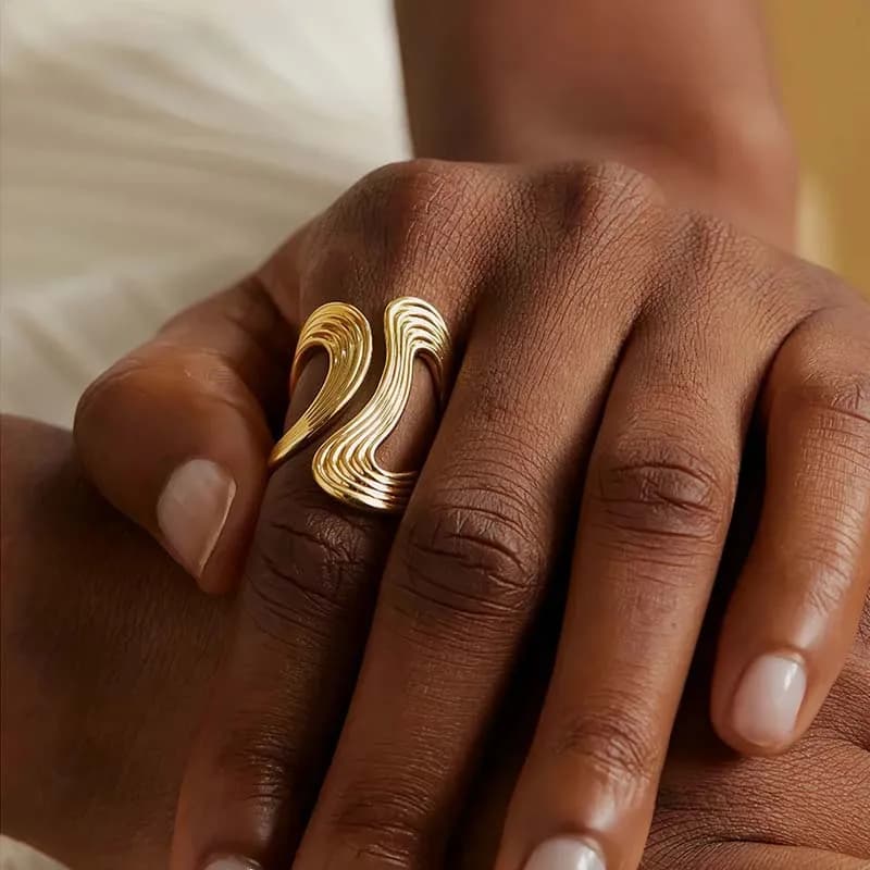 Anello Grande in Acciaio Inossidabile Antiruggine, Gioiello Minimalista Creativo e Alla Moda, Impermeabile per Donne