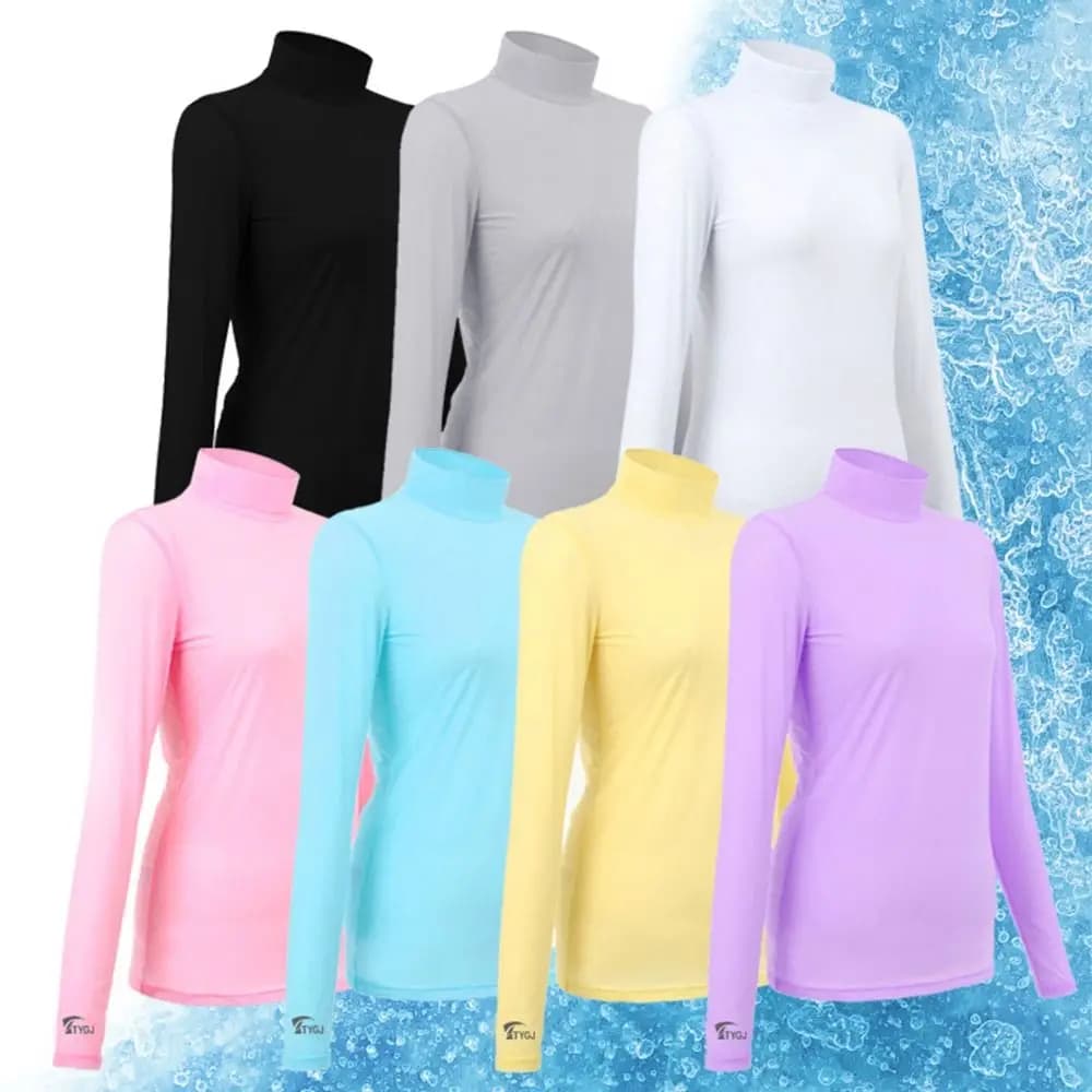 Camicia da golf da donna ad asciugatura rapida Protezione UV morbida Magliette rinfrescanti da golf T-shirt traspirante a maniche lunghe in tessuto rinfrescante Abbigliamento da golf