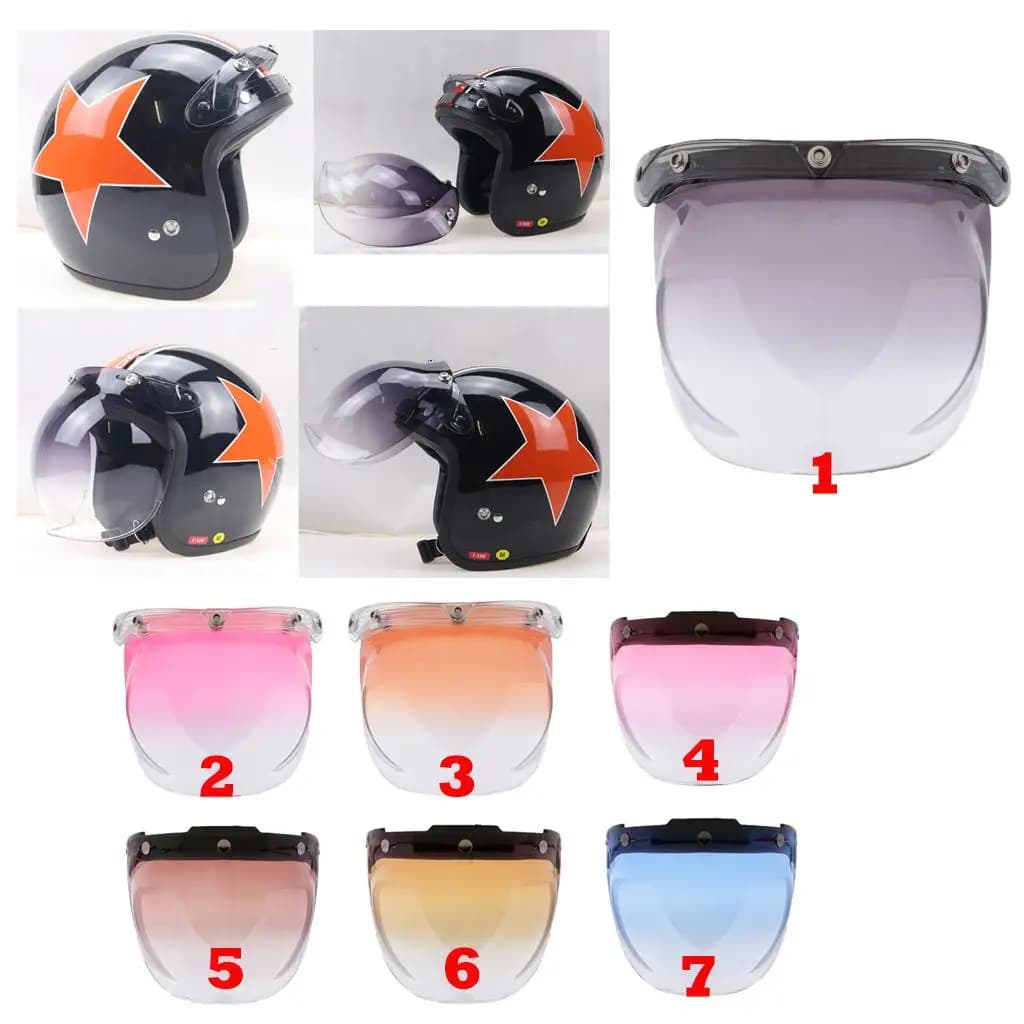 Bubble visor with 3 Clips, Anti-scratch protection for Racing Motorcycle Helmet