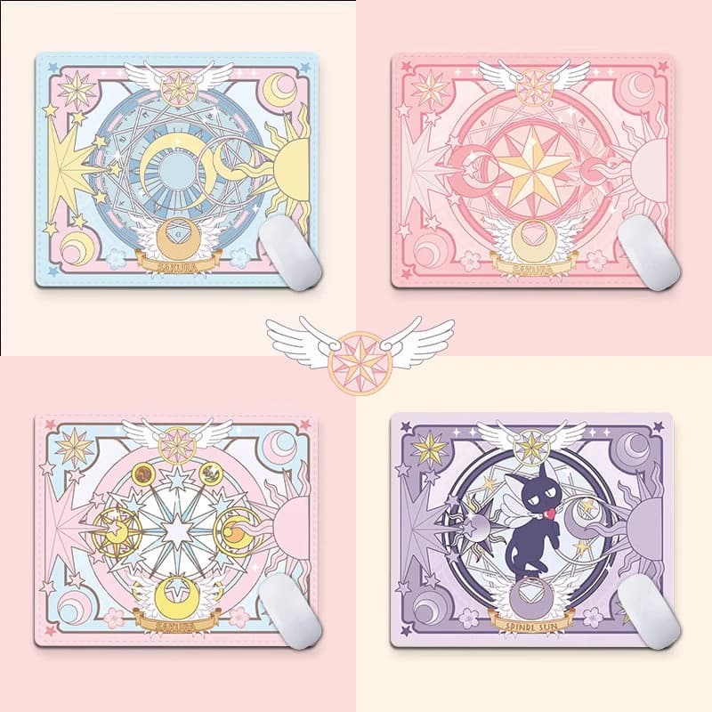 Anime Mouse Pad Gamer XXL Keyboard Mat Soft Pink Magic Circle Wing Moon Star Minimal Cute Anime Office Gaming Home Desk