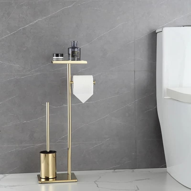 Toilet brush Floor paper towel holder Household bathroom waterproof toilet paper roll paper vertical integrated storage rack