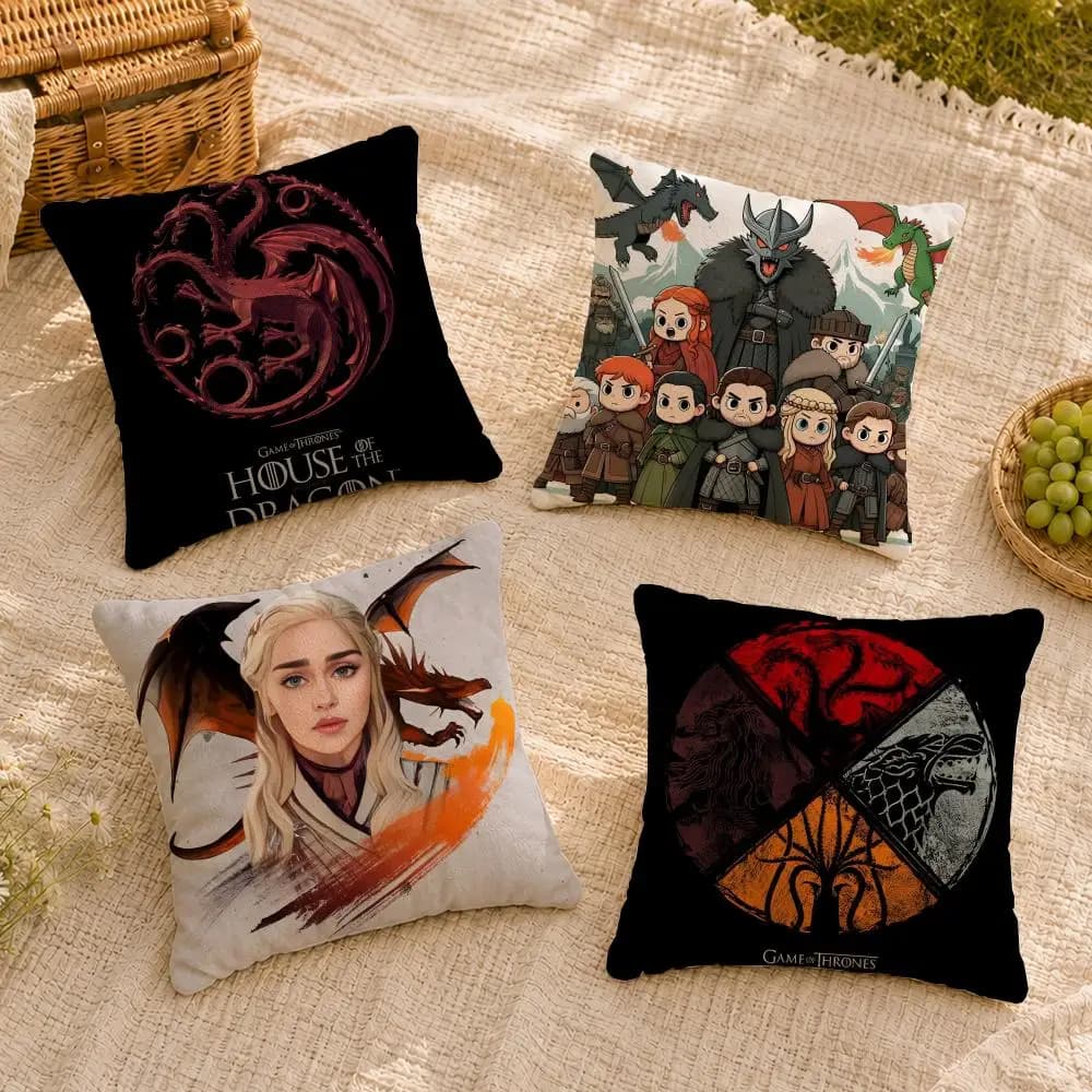 tv G-Game of T-Thrones Cushion Cover Soft Short Plush Throw Pillow Cover Washable Skin Friendly Sofa Living Room Decor