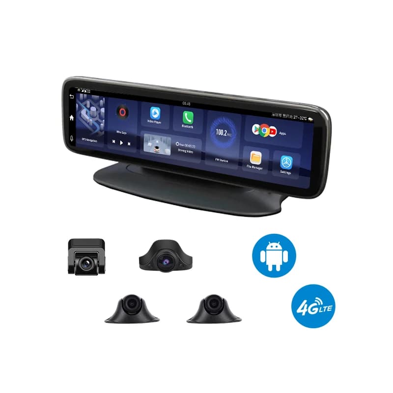 4G LTE dashboard camera, DVR for car, black box, 4 lenses, front and back dashcam, live stream on phone for security during long distance travel