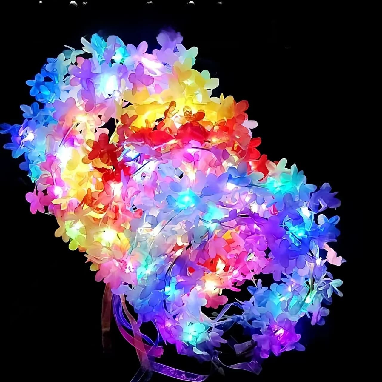 Anello Luminoso a Forma di Fiore, Accessorio per Capelli con Striscia Luminosa Blu Scuro e Viola, Giocattolo Luminoso per Bambini e Adolescenti