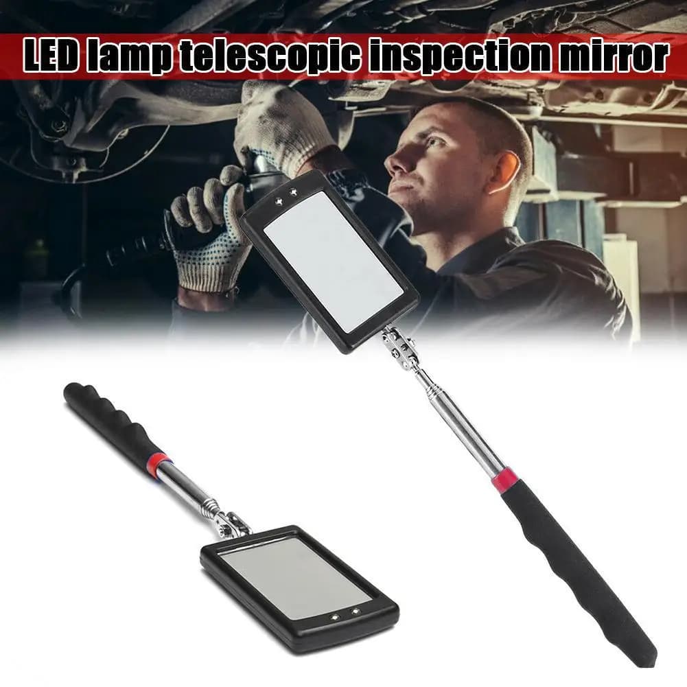 Auto 360 ° Specchio d'Ispezione con Luce LED, Specchio Telescopico con Manico Estensibile, Strumenti per Meccanici, Attrezzi da Lavoro
