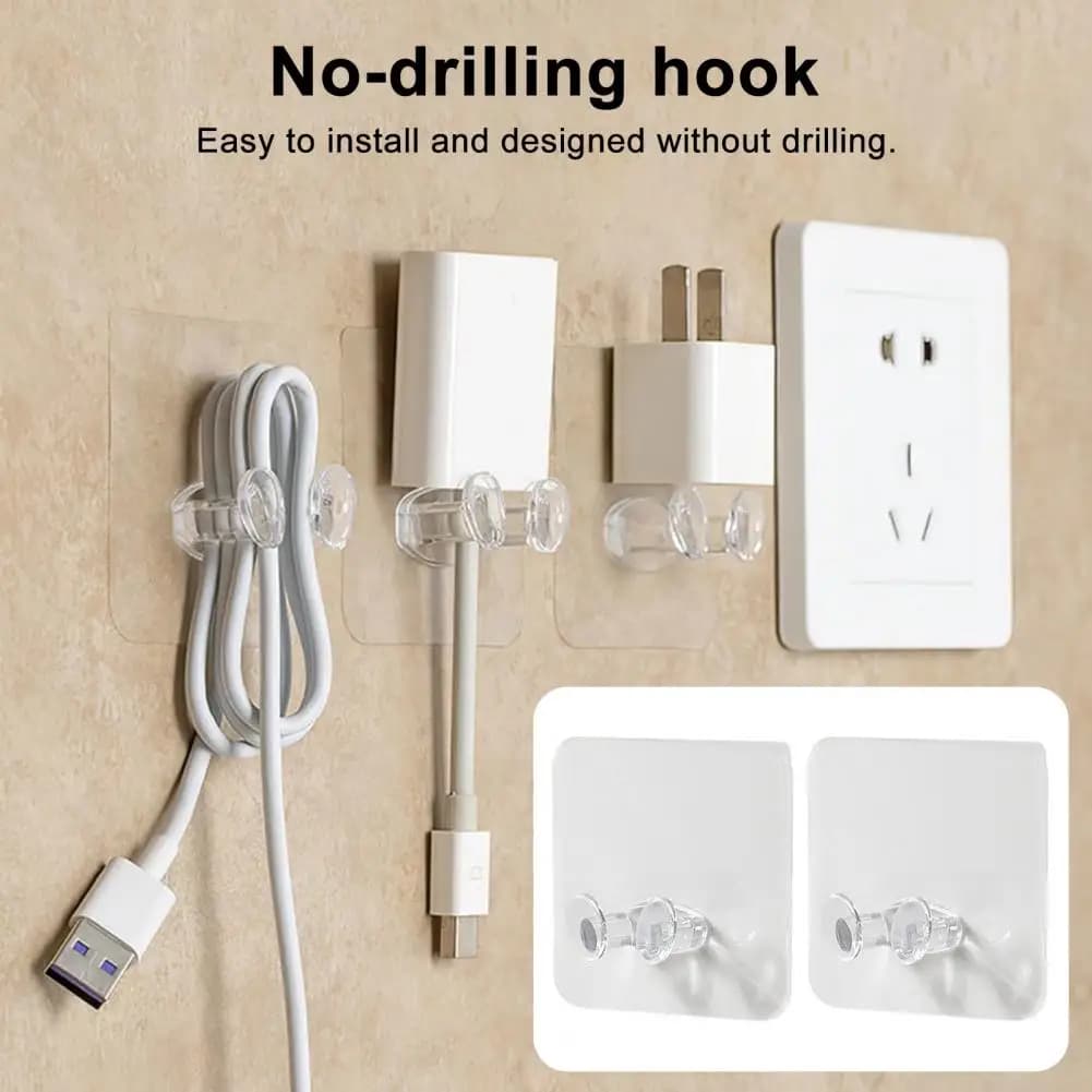Fittings Hook for Cable Organizer Transparent Hooks for Wall Mounted Cable Management Easy Installation Hooks for Storage Box