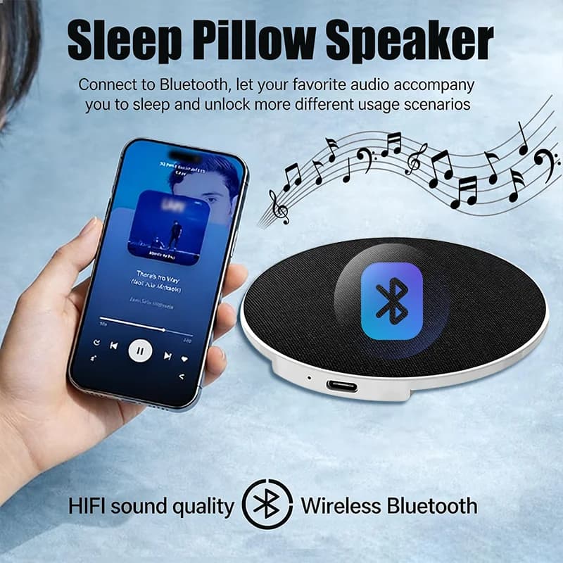 Altoparlante a cuscino ultra sottile, mini altoparlante wireless per il sonno, da posizionare sotto il cuscino, per ascolto privato a letto, ideale per chi dorme su un fianco.