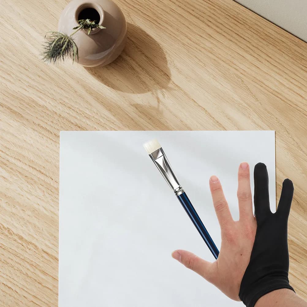 Set di 3 Guanti Premium Anti-Sporco per Disegno, Leggeri e Compatti, Portatili, per Schizzi e Pittura, Guanti a Due Dita per Tablet per Artisti