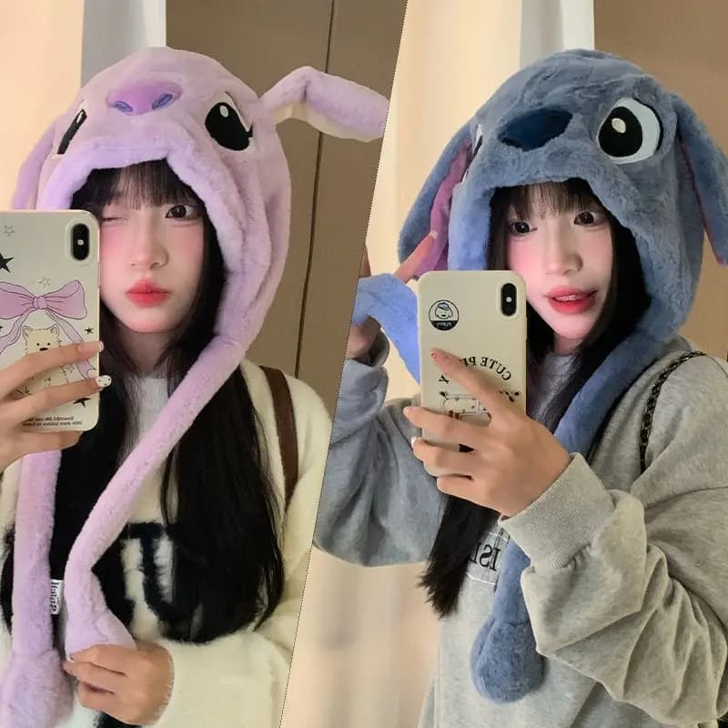 Disney Stitch Angel Cartone animato personalizzato Cappello ispessito in velluto Kawaii Simpatico personaggio creativo del film anime Cappello caldo per la protezione delle orecchie