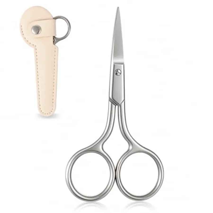 3.8 Inch Stainless Steel Eye Brow Scissors for Women with Protective Cover, Tiny Scissors for Grooming, Nose, Beard, And Facial