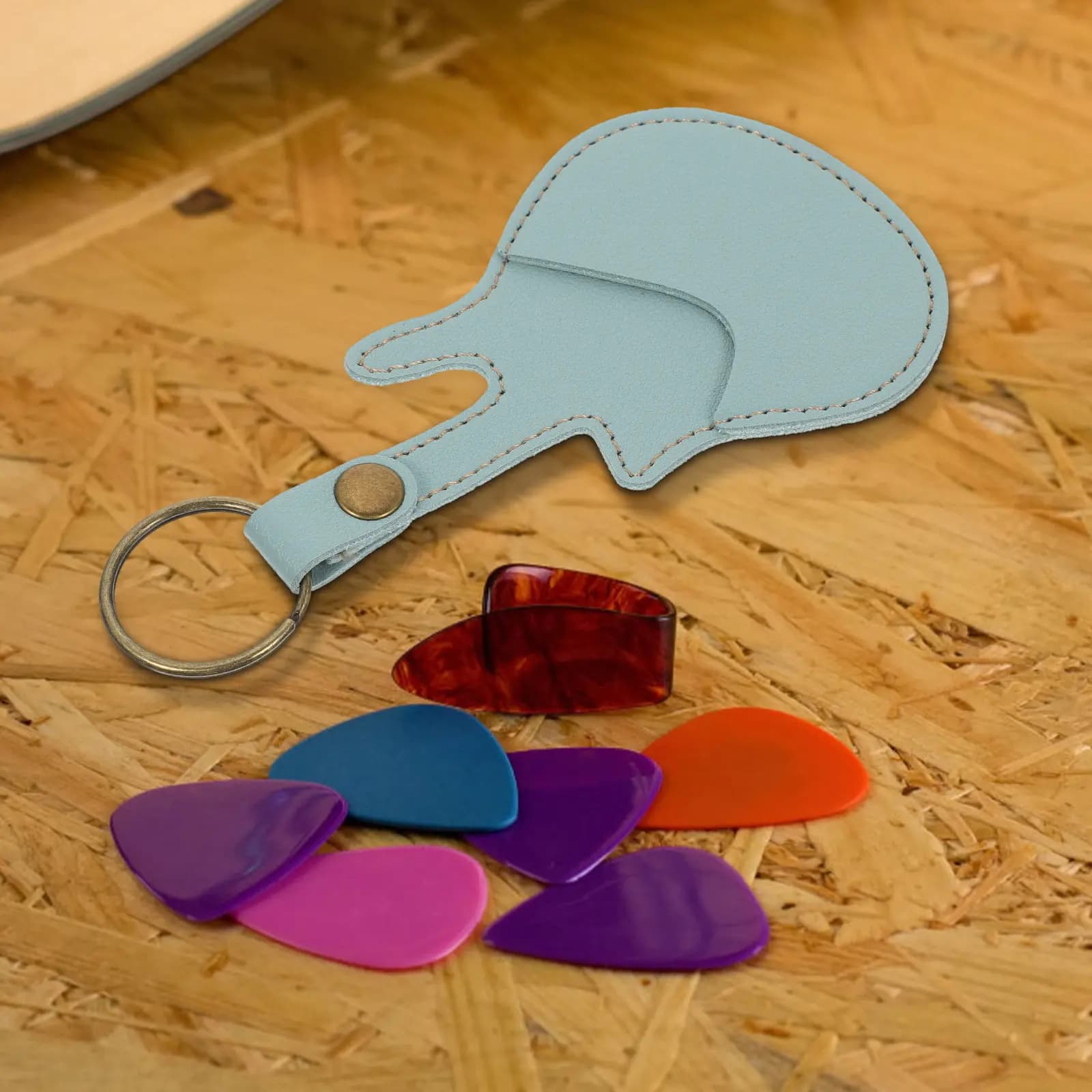 Borsa Porta Plettri in PU Compatta e Portatile per Chitarra Elettrica, Acustica, Ukulele, Banjo, Mandolino e Capotasto