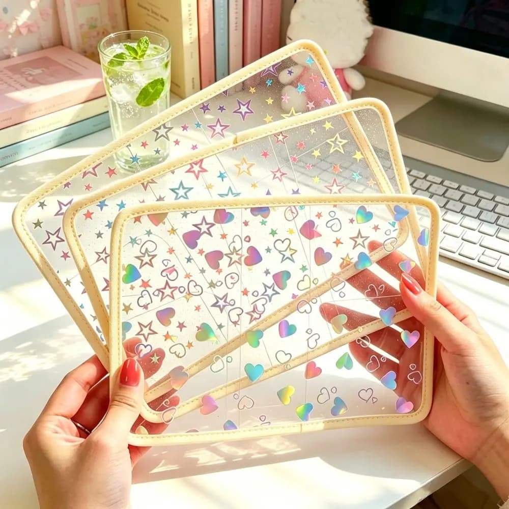 Creative Card Holder Passport Bag Ultra-thin Sparkling Star Passport Holder Heart Ticket Holder Passport Clip Men