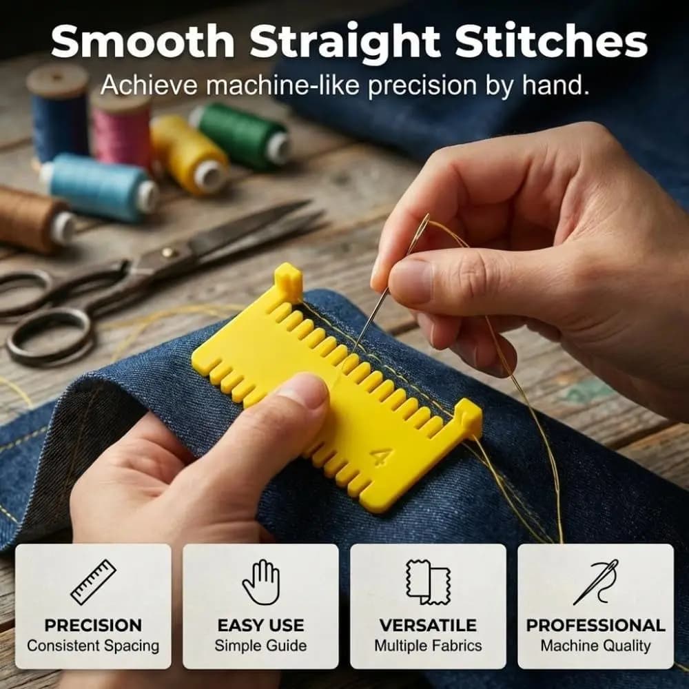 Needle Gauge Edge Stitching Lock Sewing Gauge Non-Slip Seam Finishing DIY Sewing Aid Tools Clip-on Tool 1.5/2/3/4/5MM