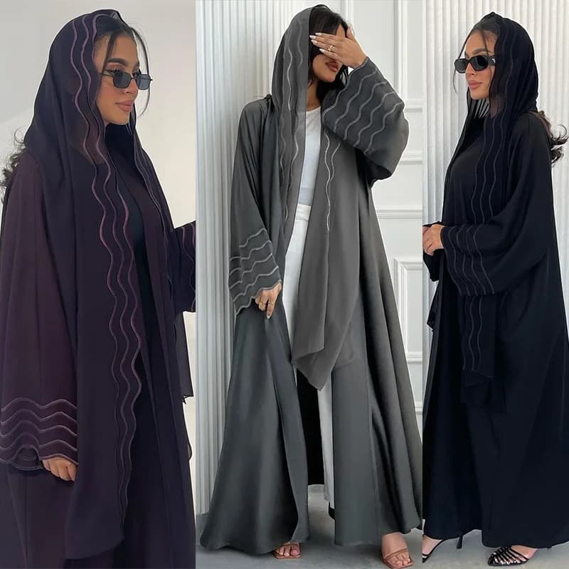 Eid musulmano ricamo Hijab e Abaya per le donne Abaya con sciarpa Cardigan Jalabiya abiti da festa Dubai Kaftan Vestidos abito lungo