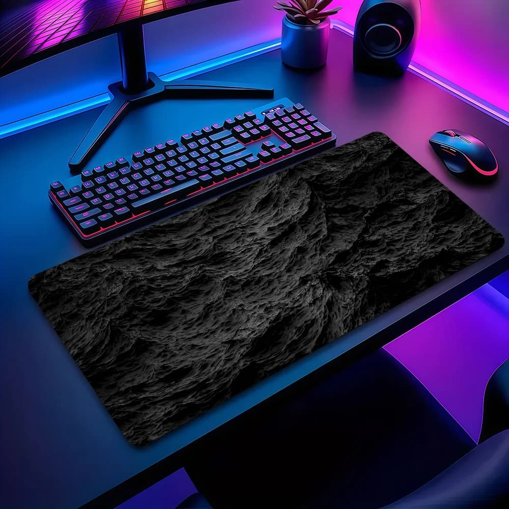 Tappetino per Mouse Minimalista Grigio Texturizzato, Antiscivolo, Spesso, Grande, con Bordo Rifinito, per Ufficio, Studenti e Gaming