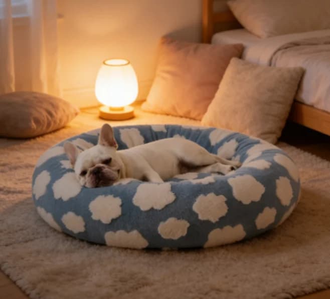 Cuccia Rotonda Calda e Rilassante per Animali Domestici, Morbida e Soffice, Lavabile, Antiscivolo, Comoda per Cani e Gatti