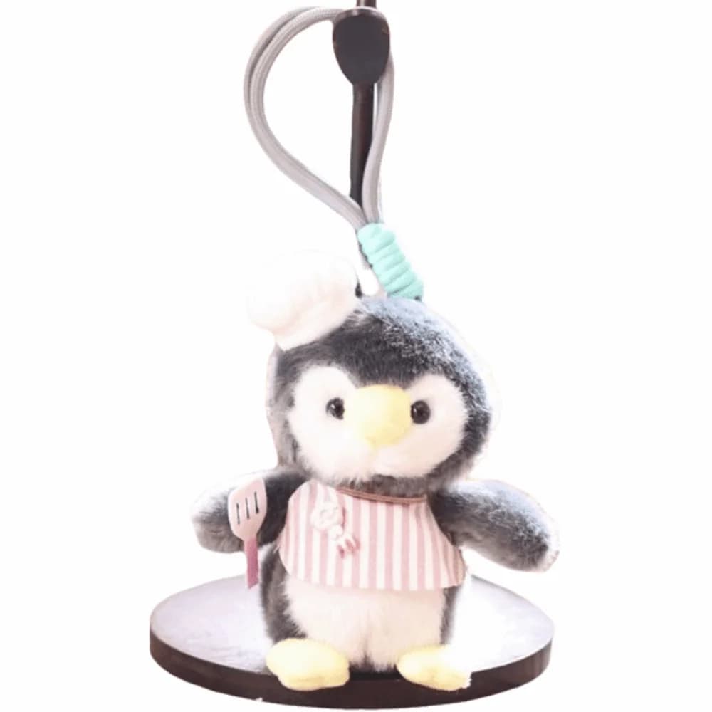 Soft Plush Chef Sheep Plush Keychain Mini Size Animal Shape Bag Pendant Charm Detachable Ring Stuffed Animal Doll Daily Ornament
