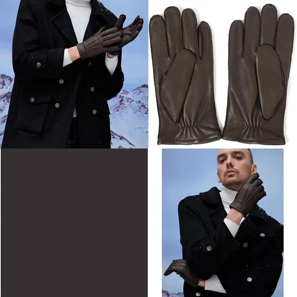 Guanti eleganti da uomo in vera pelle di cervo di YISEVEN