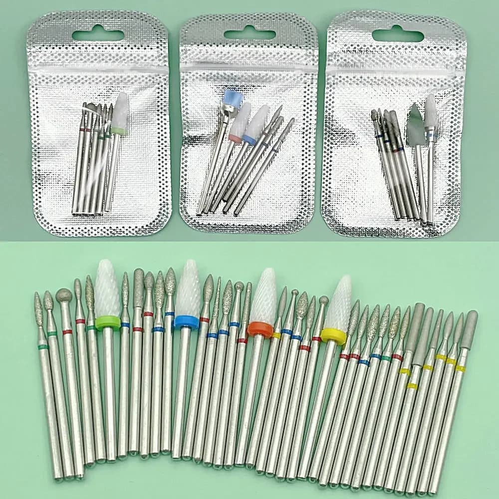 6 pezzi fresa per manicure punte da trapano per unghie in ceramica diamantata frese rimozione set di punte per unghie gel macchine utensili elettriche per manicure
