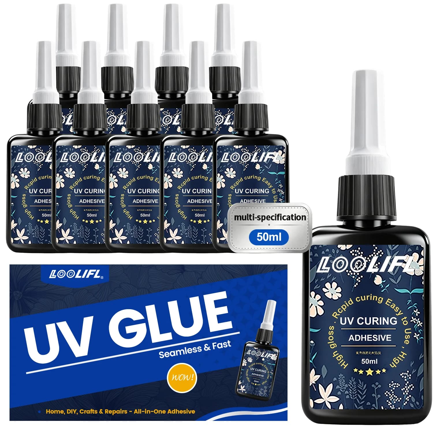 Uv Glue, 50g Special Glue for DIY Crafts, High Transparency, Quick-Drying Crystal Resin for Making Heat-Shrinkable Sheets, Small Jewelry Sealing, Gap Filling, Uv-Curing Epoxy Resin, Transparent Waterproof Adhesive for