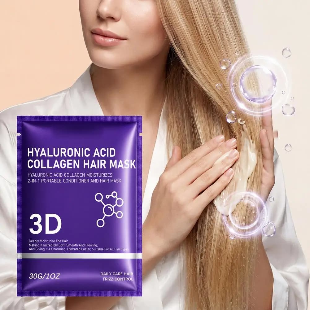 Portable Conditioner Hair Mask Hyaluronic Acid Collagen Hair Mask, 30g/Bag Deep Repairing & Smoothing Hair for Dry Damaged Hair
