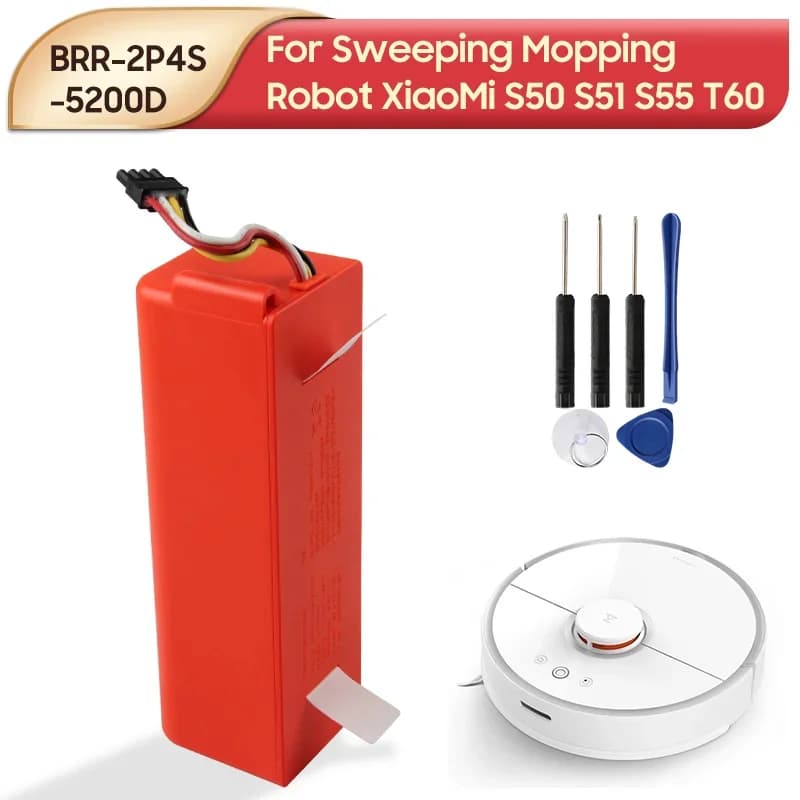 NUOVA Batteria di Ricambio BRR-2P4S-5200S per Robot Aspirapolvere e Lavapavimenti XIAOMI Roborock S50 S51 S55 T60, 5200mAh